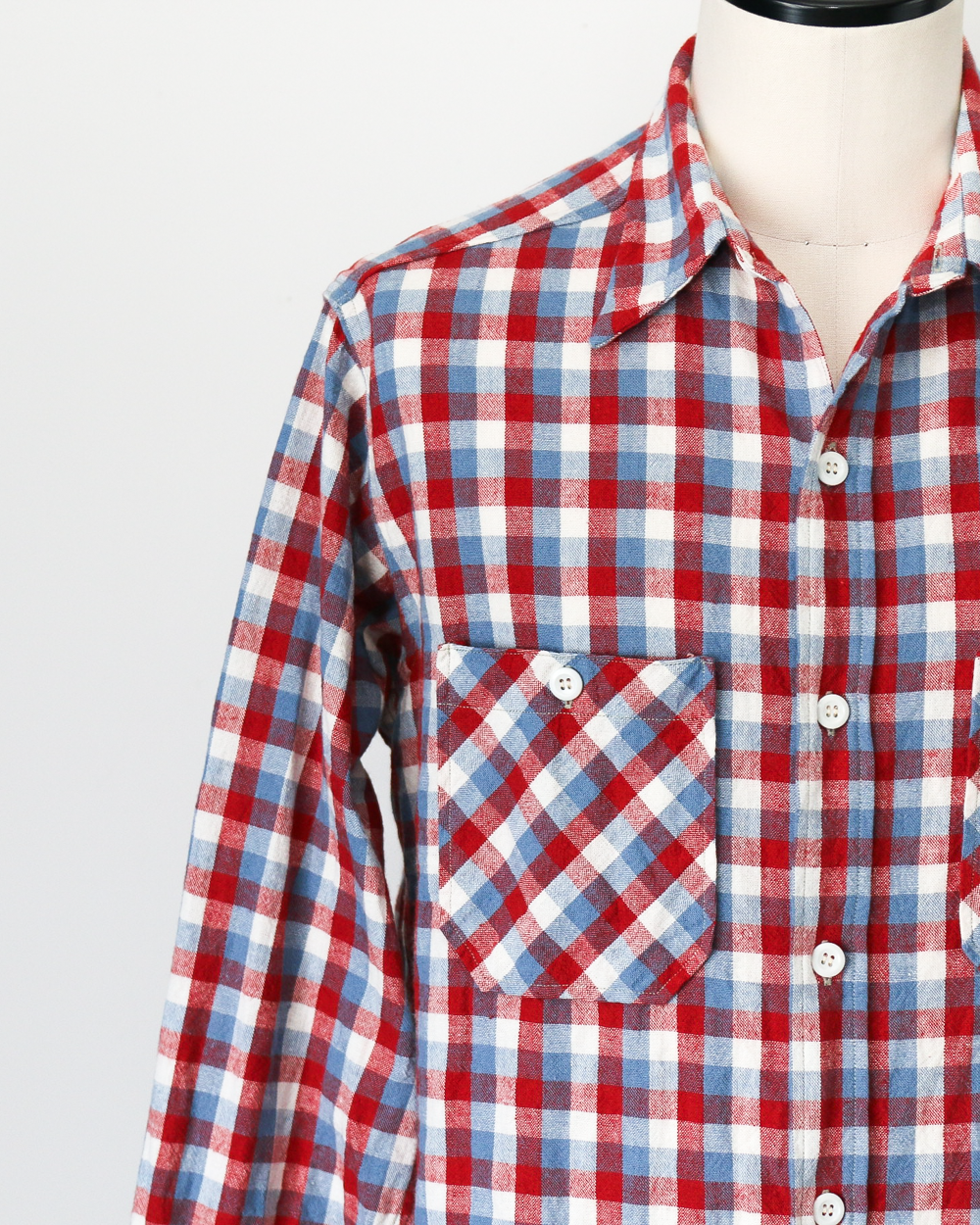 WAREHOUSE ウエアハウス Lot 3055 Long Sleeve Check Work Shirt A柄 Red ワンウォッシュ