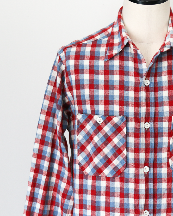 WAREHOUSE ウエアハウス Lot 3055 Long Sleeve Check Work Shirt A柄 Red ワンウォッシュ