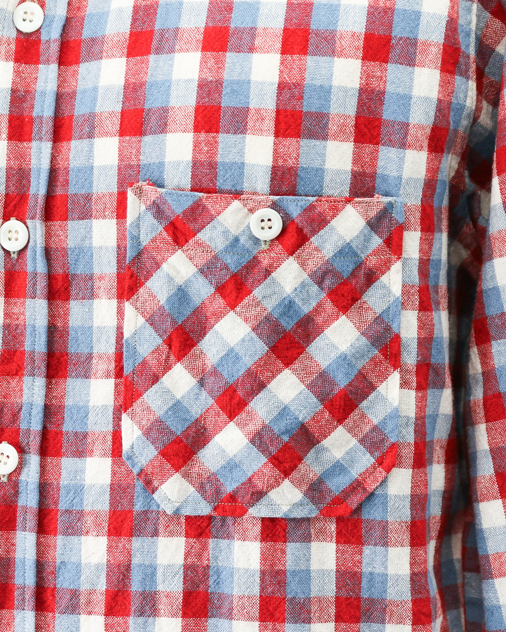 WAREHOUSE ウエアハウス Lot 3055 Long Sleeve Check Work Shirt A柄 Red ワンウォッシュ