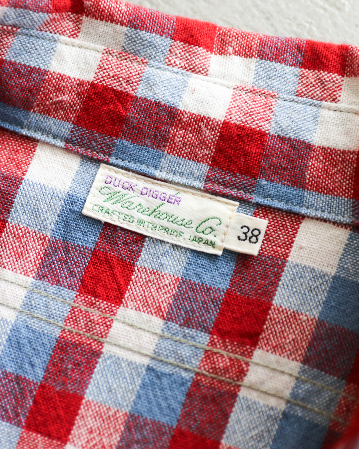 WAREHOUSE ウエアハウス Lot 3055 Long Sleeve Check Work Shirt A柄 Red ワンウォッシュ