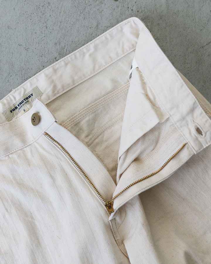 FOB factory エフオービーファクトリー F0485 HERRINGBONE PAINTER PANTS Ecru