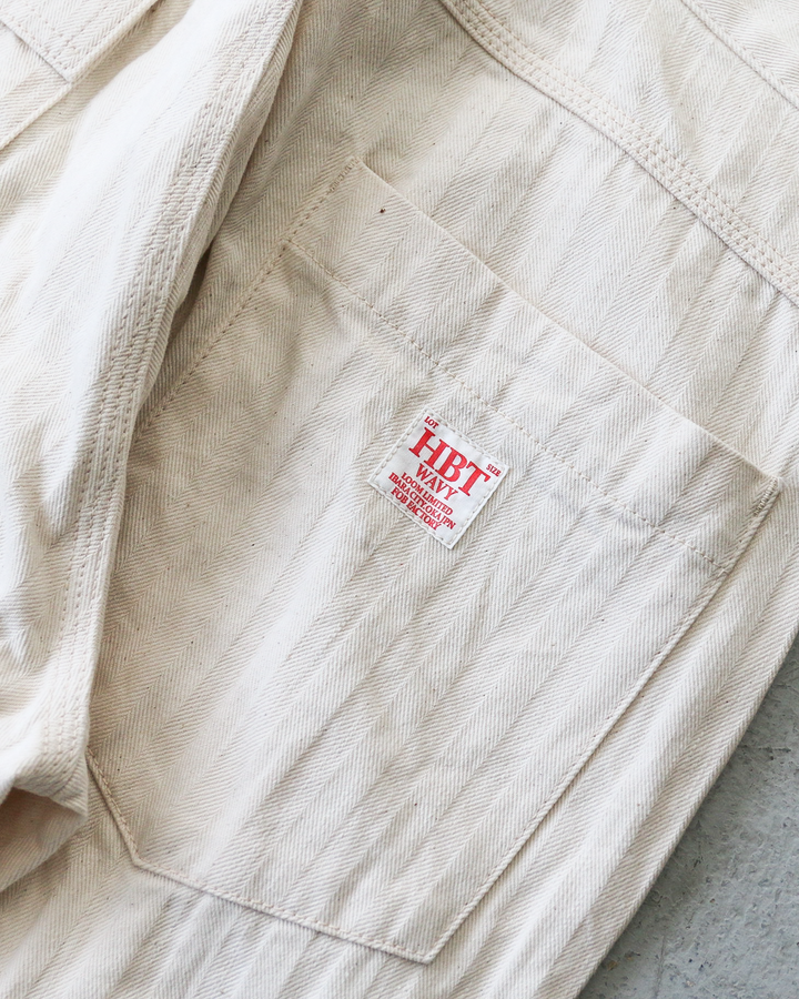 FOB factory エフオービーファクトリー F0485 HERRINGBONE PAINTER PANTS Ecru