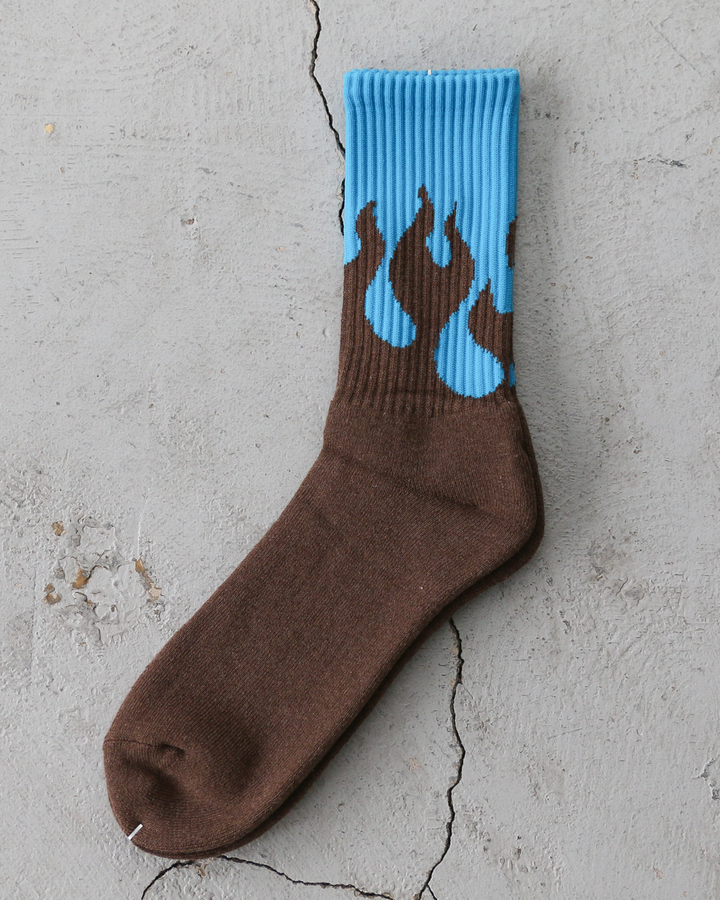 TONY SOCKS トニーソックス FIRE PATTERN Turquoise×Deep Brown
