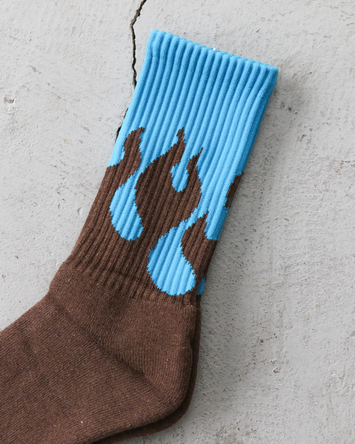 TONY SOCKS トニーソックス FIRE PATTERN Turquoise×Deep Brown