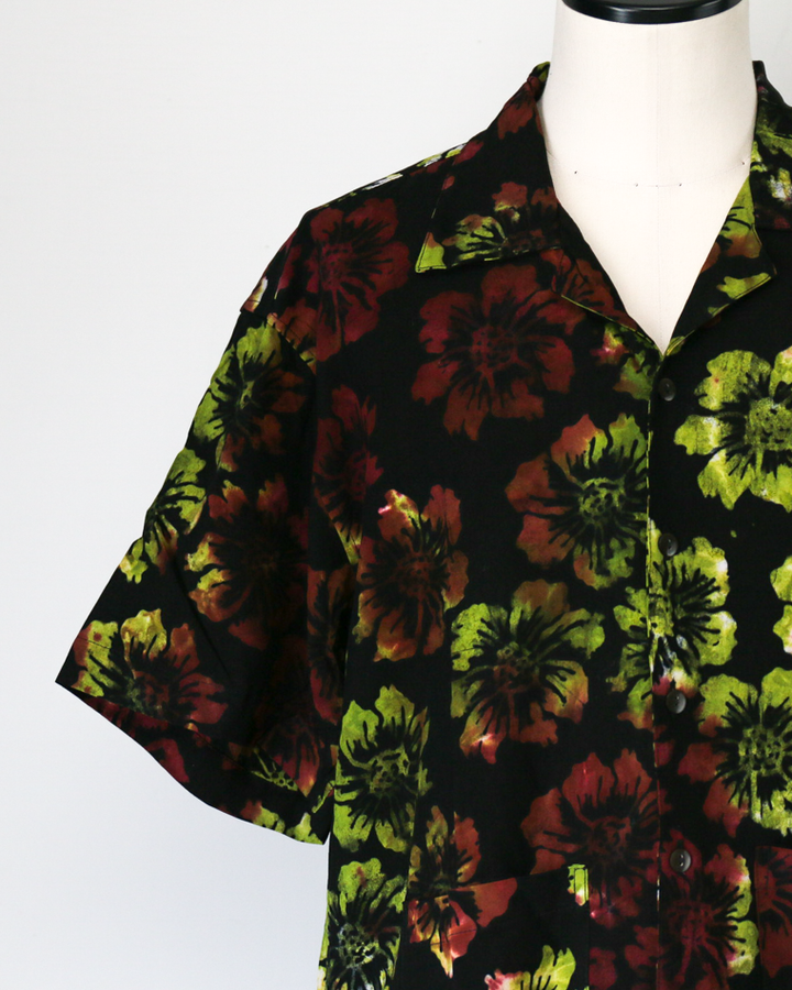 JAWANDI S/S Open Collar shirt Batik Flower