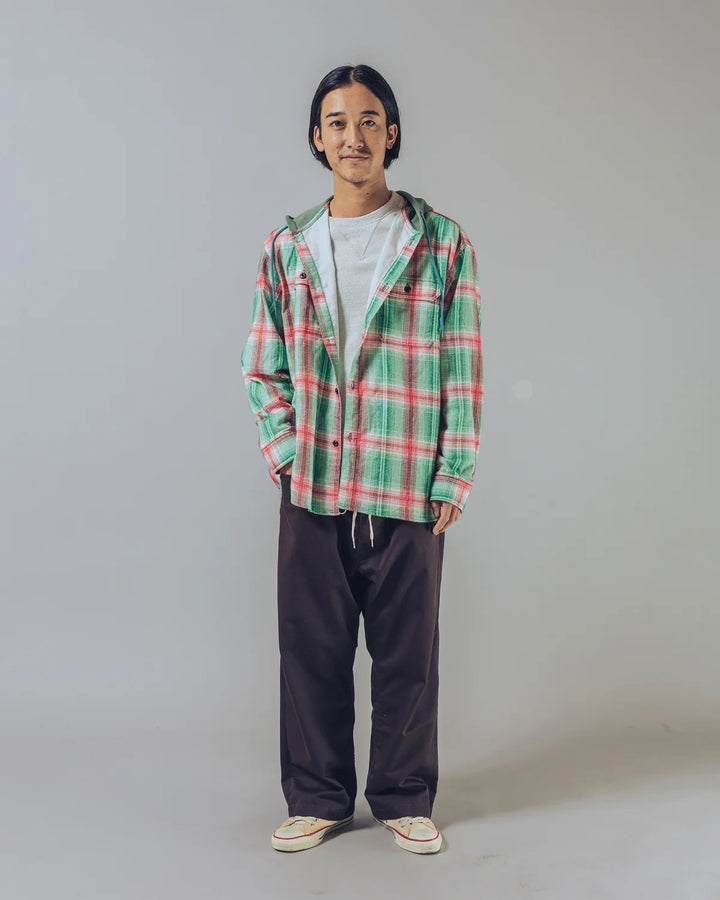 IMPRESTORE インプレストア Flannel Hooded Shirt / Springsteen (Green×Red)