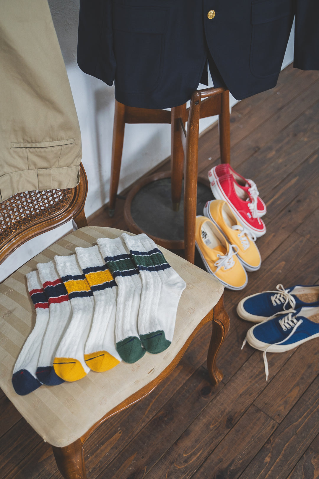 NAVY ROOTS ネイビールーツ Cable Border Socks