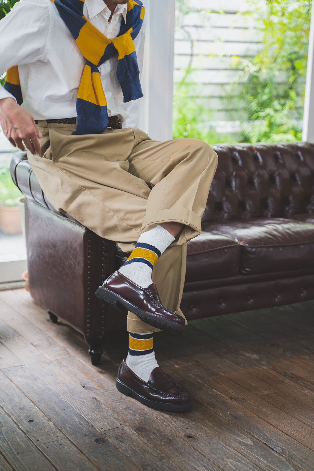 NAVY ROOTS ネイビールーツ Cable Border Socks