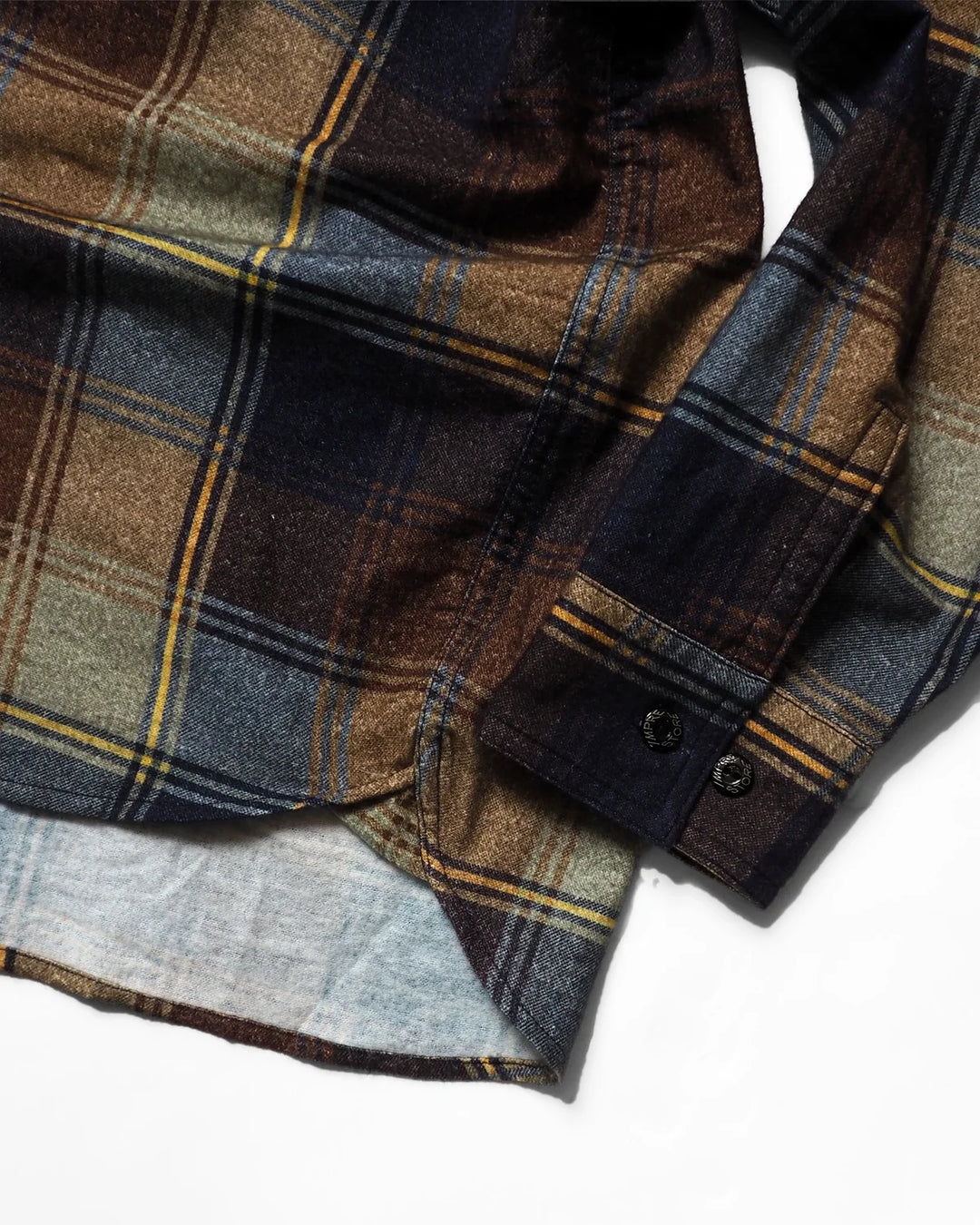 IMPRESTORE インプレストア Flannel Hooded Shirt / Springsteen (Navy×Brown)
