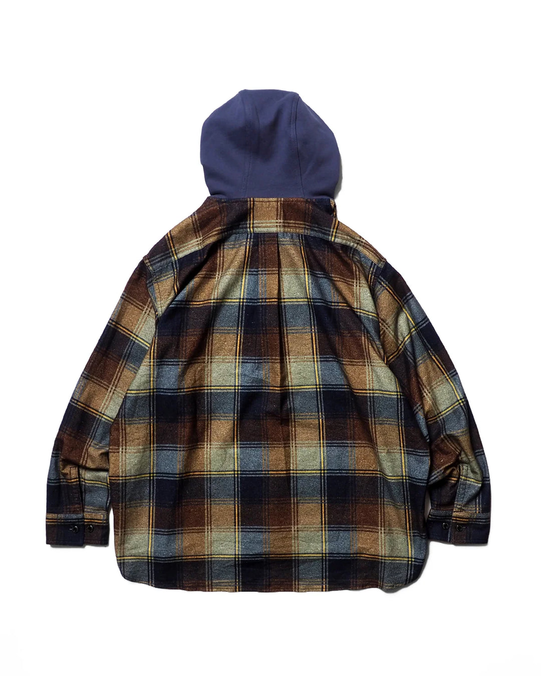 IMPRESTORE インプレストア Flannel Hooded Shirt / Springsteen (Navy×Brown)