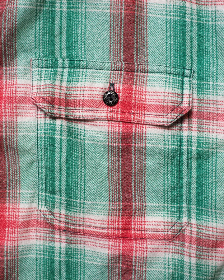 IMPRESTORE インプレストア Flannel Hooded Shirt / Springsteen (Green×Red)