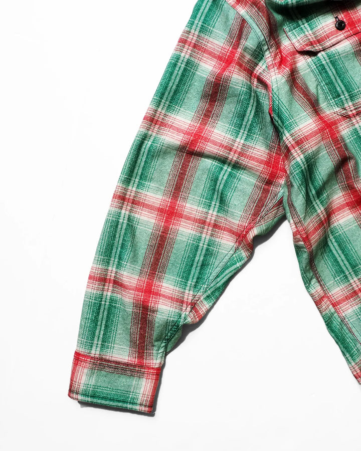 IMPRESTORE インプレストア Flannel Hooded Shirt / Springsteen (Green×Red)