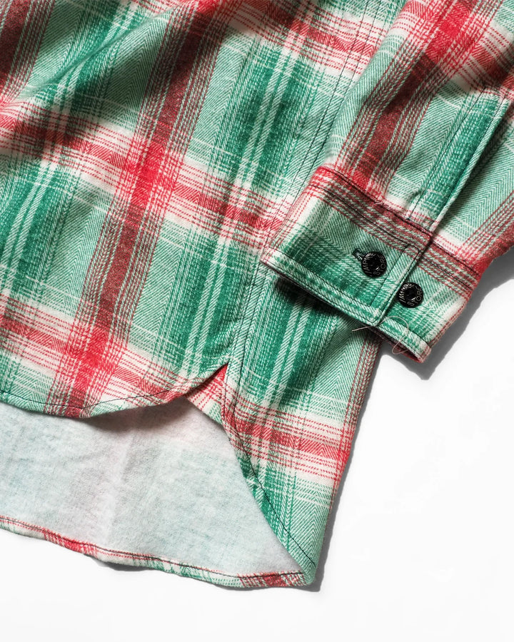 IMPRESTORE インプレストア Flannel Hooded Shirt / Springsteen (Green×Red)