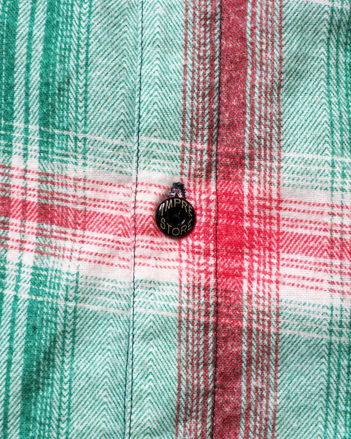 IMPRESTORE インプレストア Flannel Hooded Shirt / Springsteen (Green×Red)