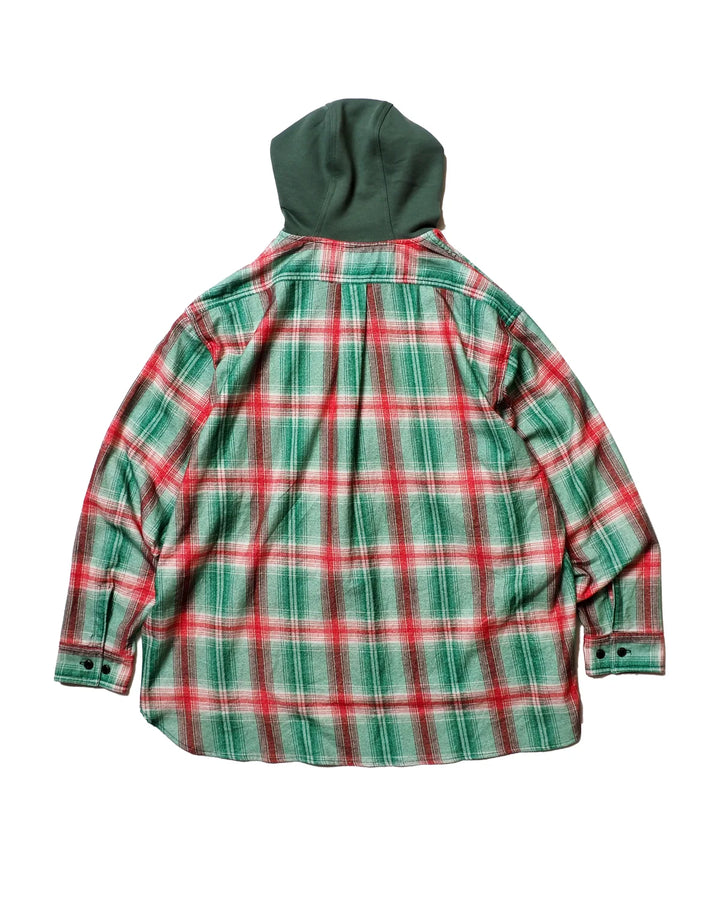 IMPRESTORE インプレストア Flannel Hooded Shirt / Springsteen (Green×Red)