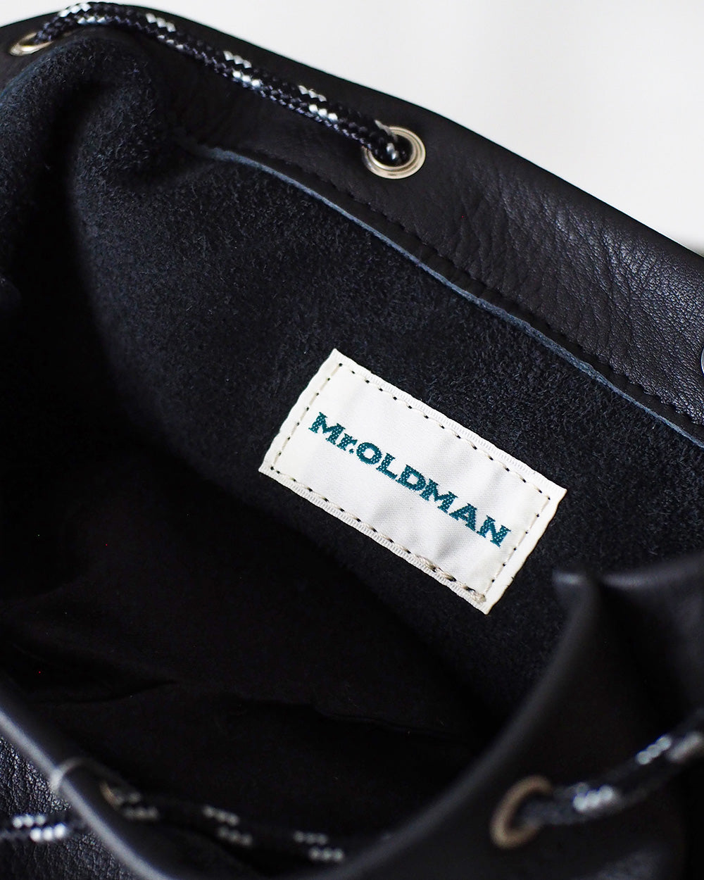 Mr.OLDMAN Leather Drawstring Bag Black
