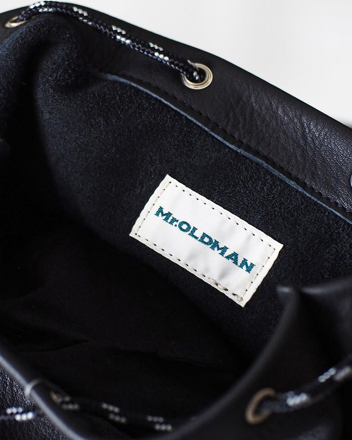 Mr.OLDMAN Leather Drawstring Bag Black