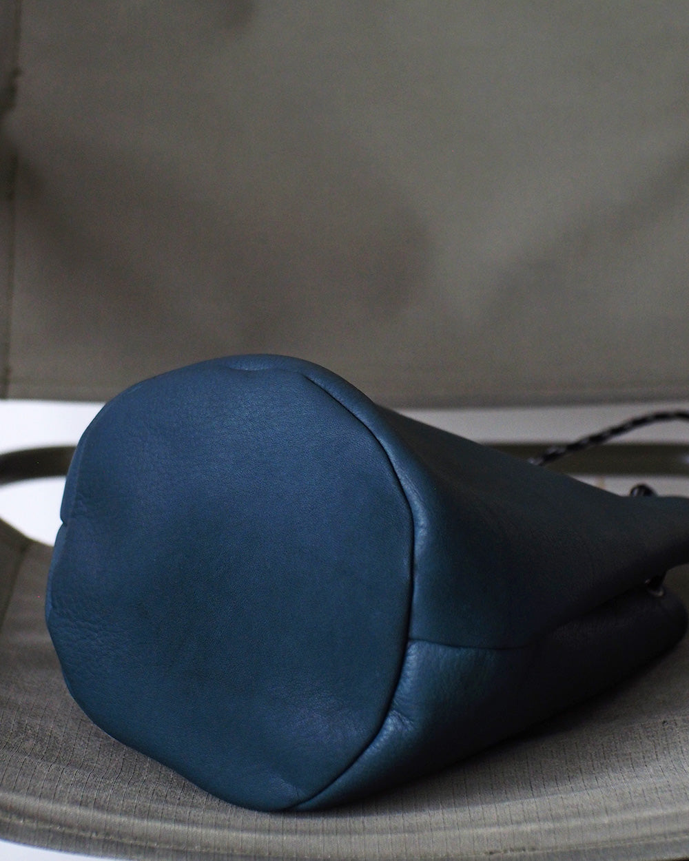 Mr.OLDMAN Leather Drawstring Bag Blue green