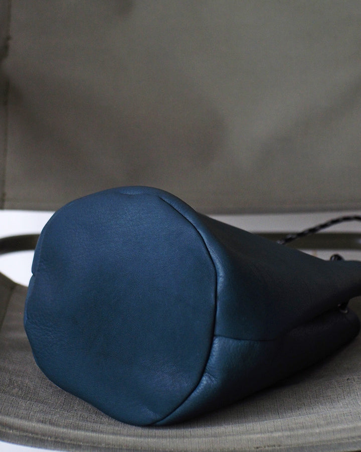 Mr.OLDMAN Leather Drawstring Bag Blue green
