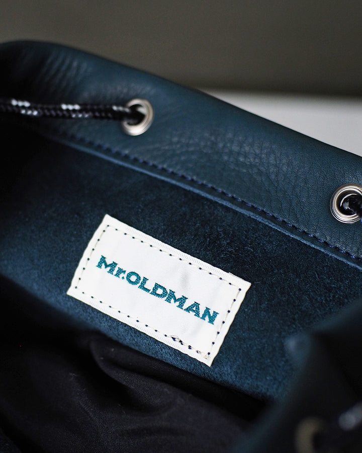 Mr.OLDMAN Leather Drawstring Bag Blue green