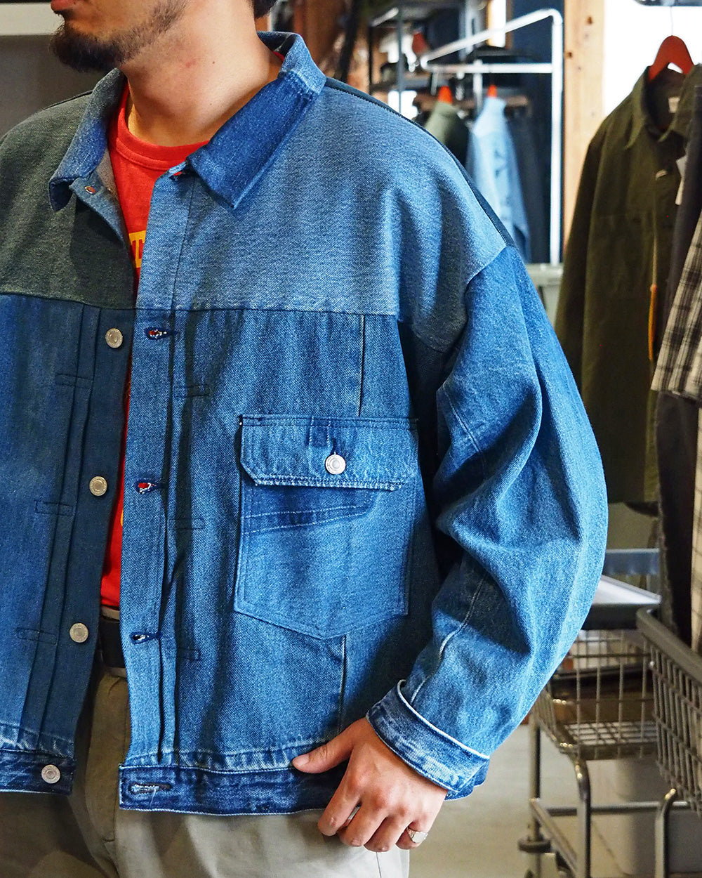 SUNNY SIDE UP REMAKE DENIM 1ST T-BACK WIDE JACKET B