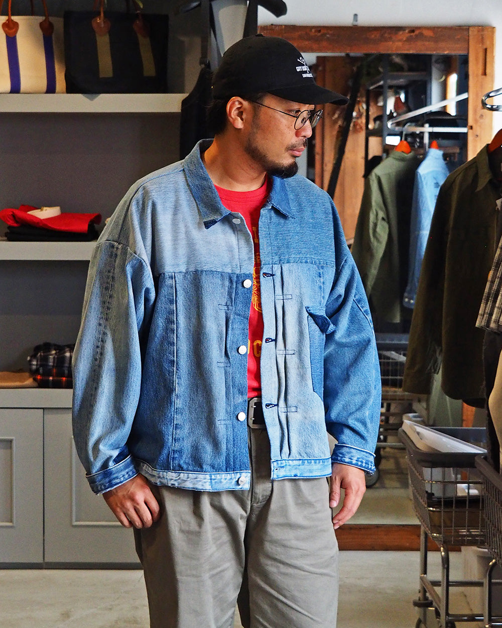 SUNNY SIDE UP REMAKE DENIM 1ST T-BACK WIDE JACKET A