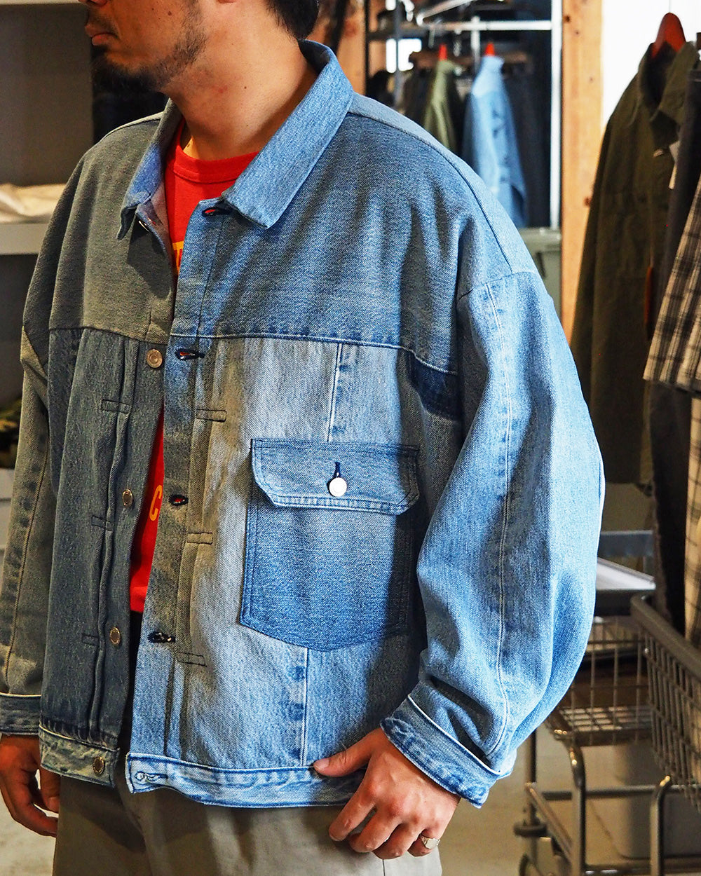 SUNNY SIDE UP REMAKE DENIM 1ST T-BACK WIDE JACKET C