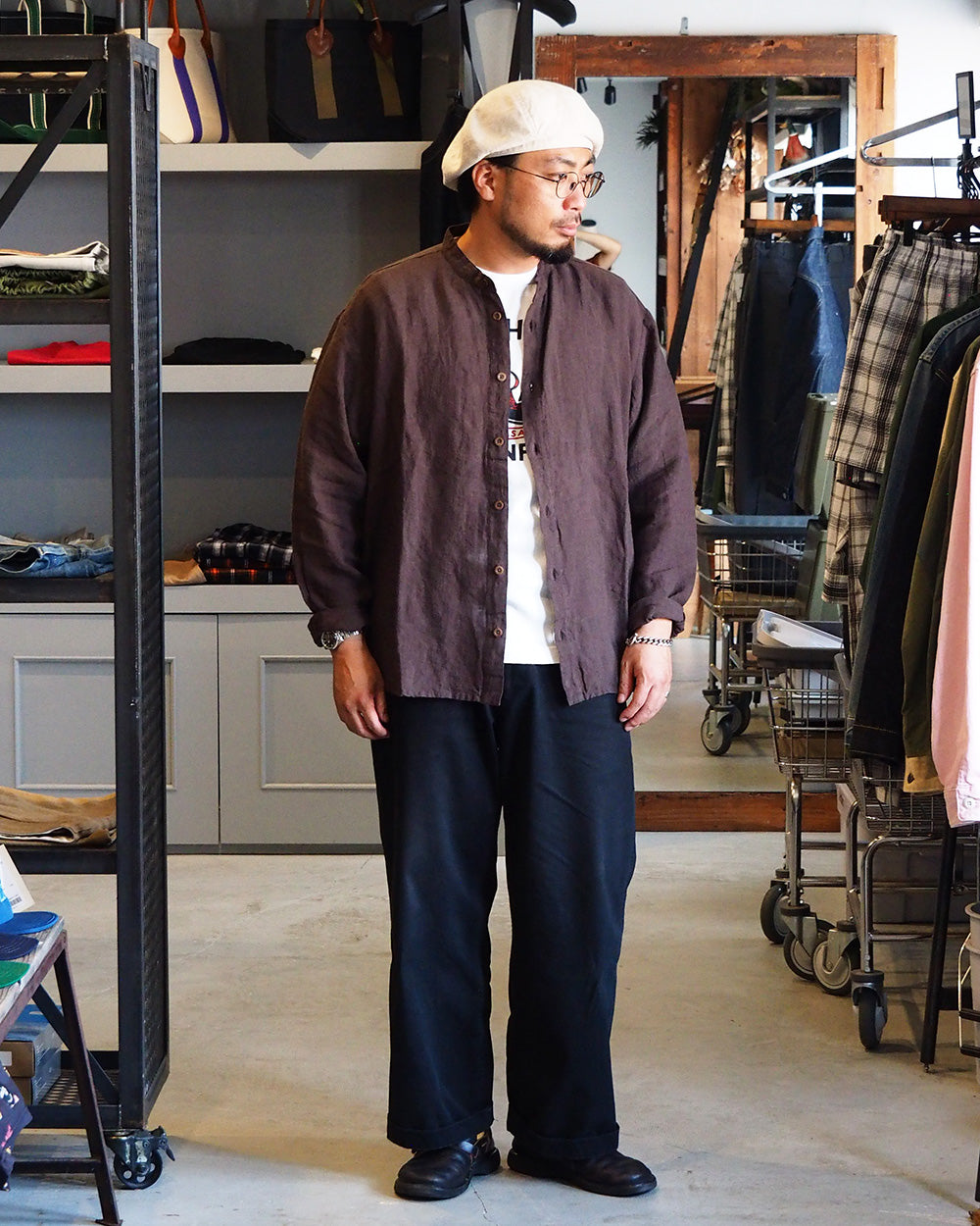 Nasngwam ナスングワム LIBERAL SHIRTS Charcoal