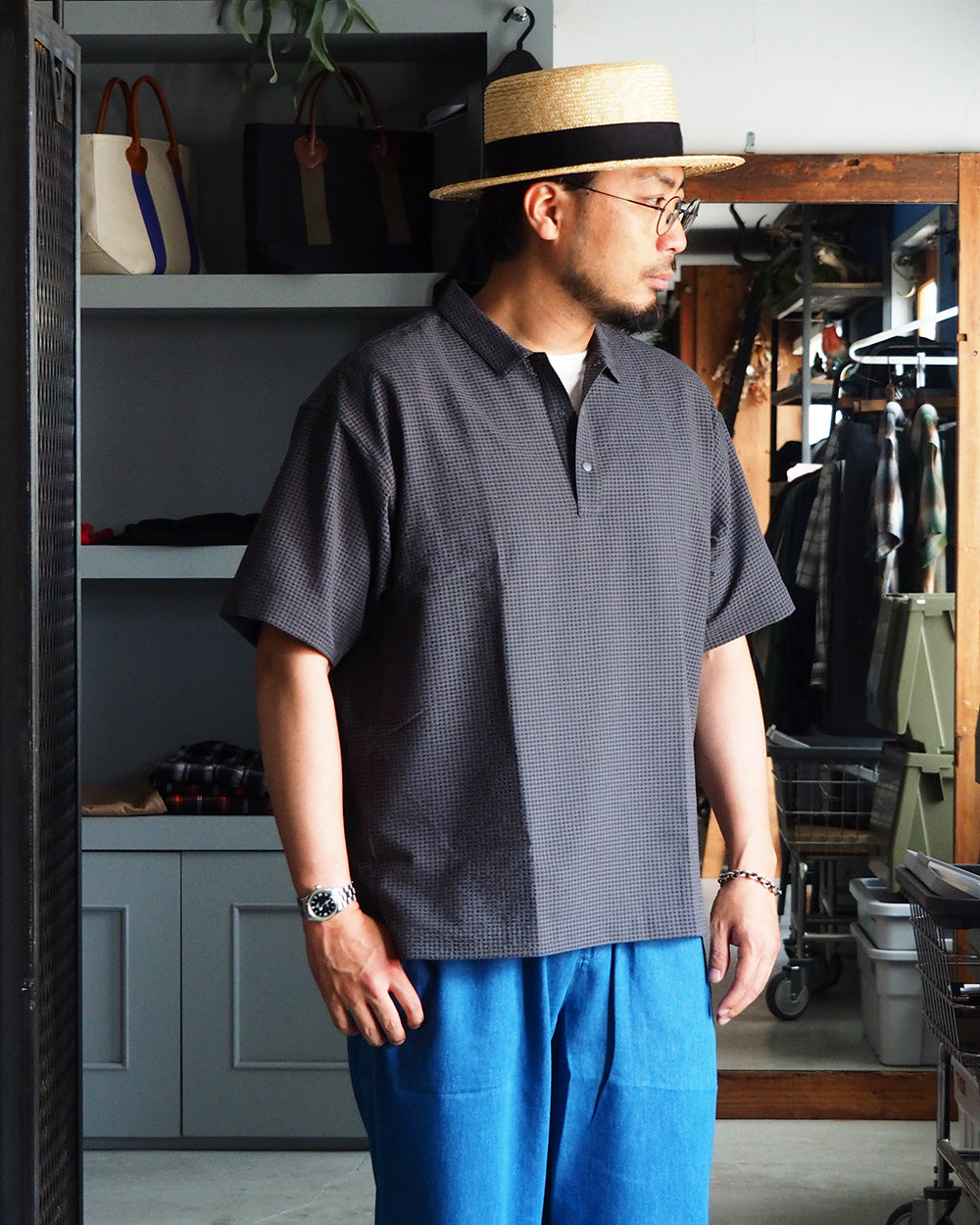 RIDGE MOUNTAIN GEAR リッジマウンテンギア Comfy Pullover Short Sleeve Shirt Charcoal Slate
