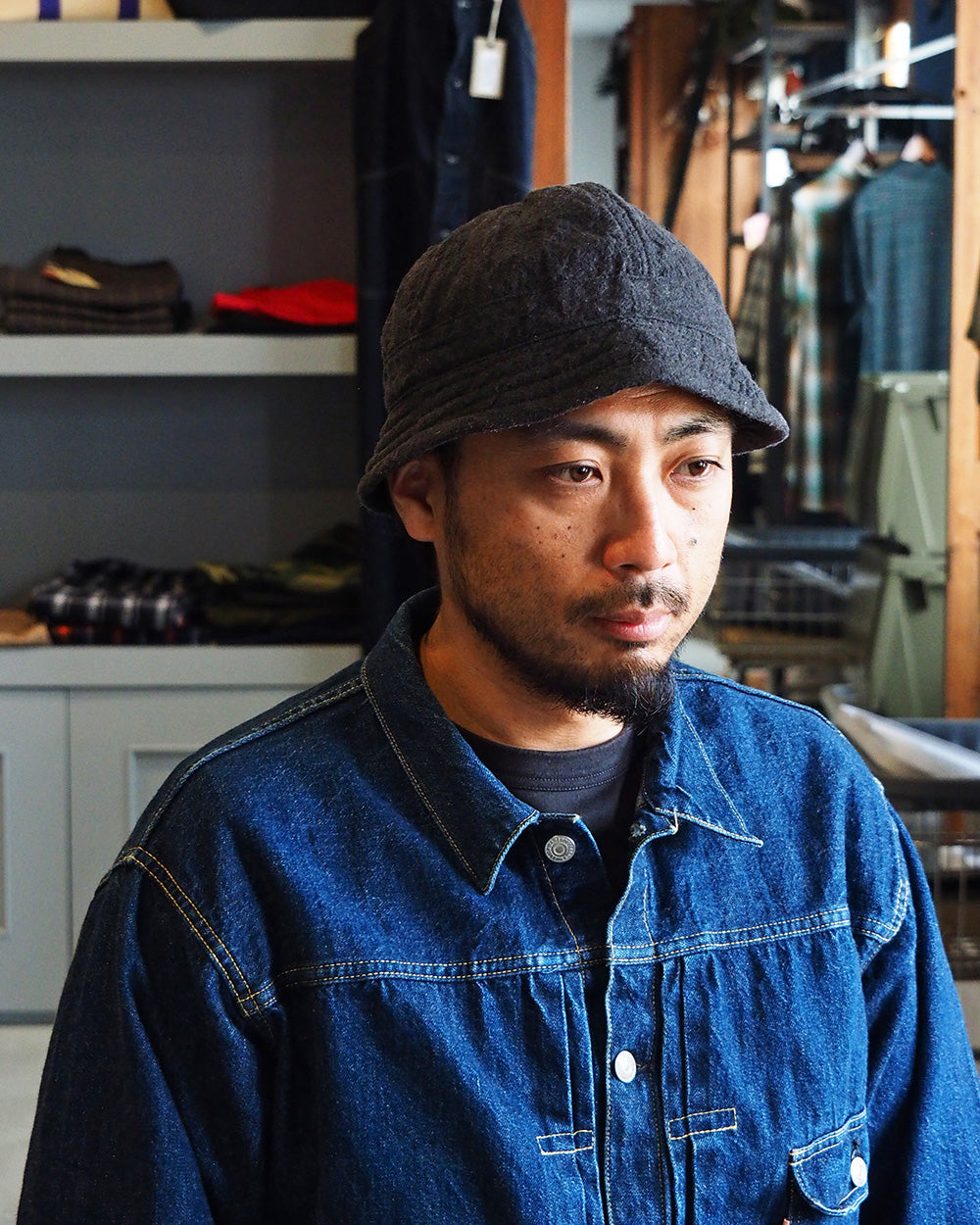 Mr.OLDMAN × NUU Linen Marine Hat Fade Black