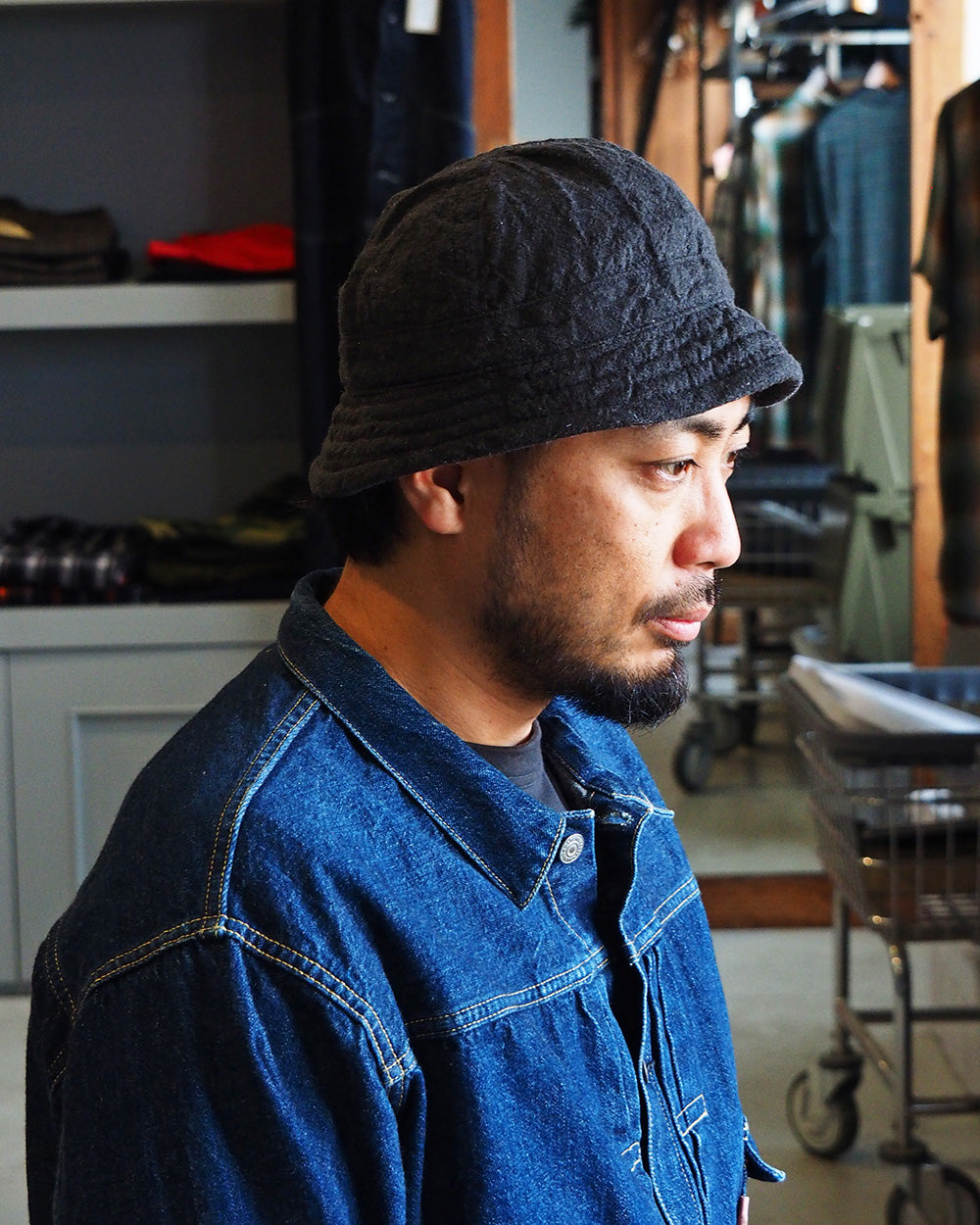 Mr.OLDMAN × NUU Linen Marine Hat Fade Black