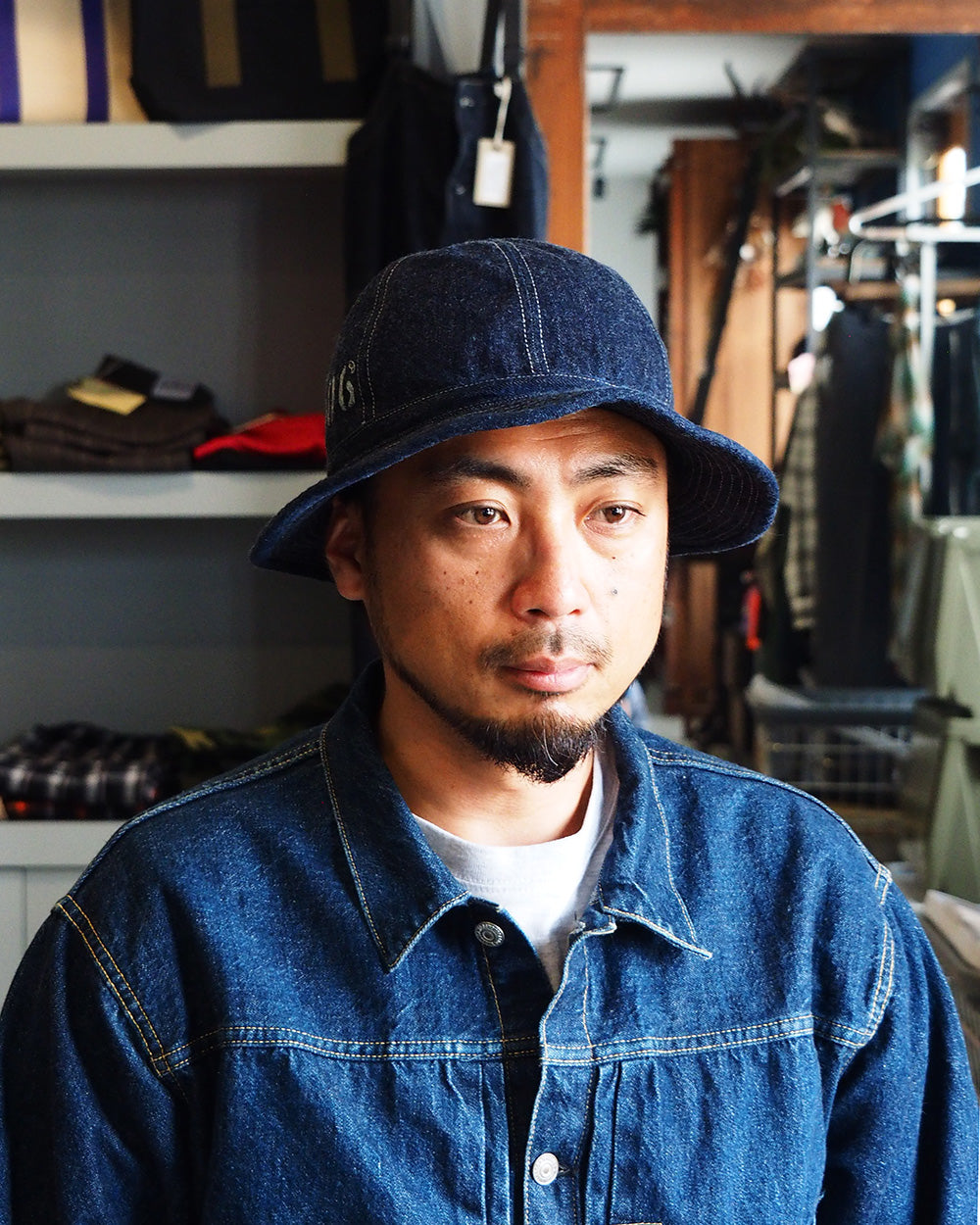 COLIMBO コリンボ ZB-0601 Doughboy Hat (Army Hat) "2406 FIELD STENCIL" Indigo Denim