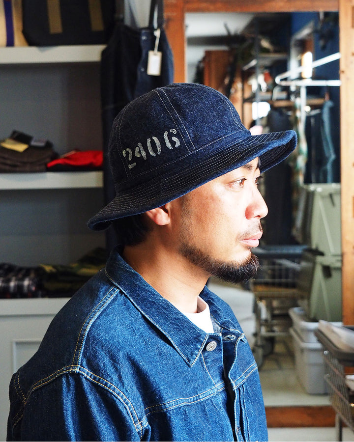 COLIMBO コリンボ ZB-0601 Doughboy Hat (Army Hat) "2406 FIELD STENCIL" Indigo Denim