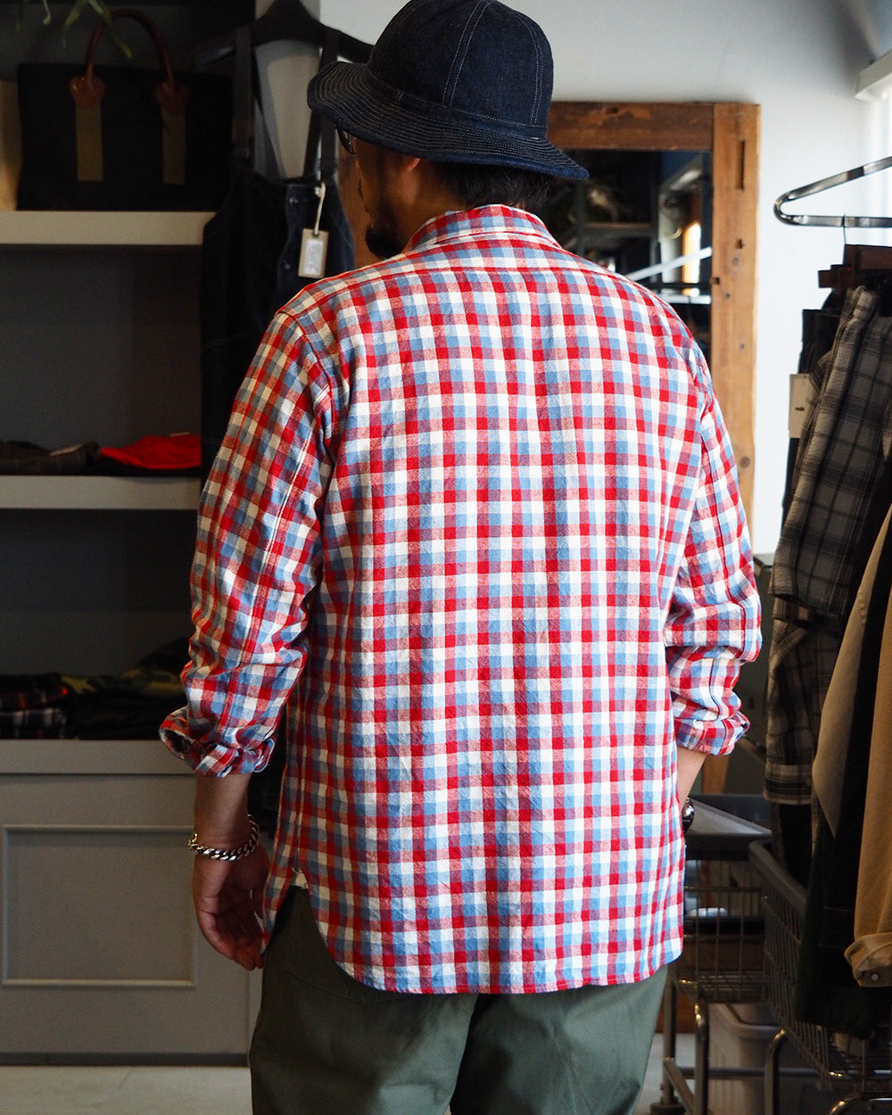 WAREHOUSE ウエアハウス Lot 3055 Long Sleeve Check Work Shirt A柄 Red ワンウォッシュ