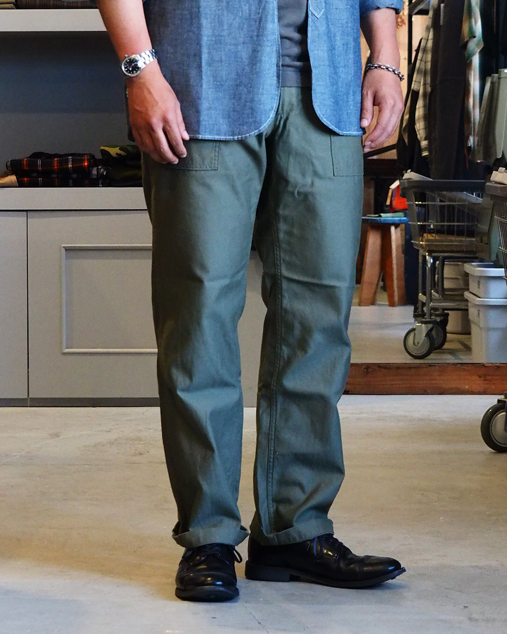 FOB factory エフオービーファクトリー F0431 BAKER PANTS Olive