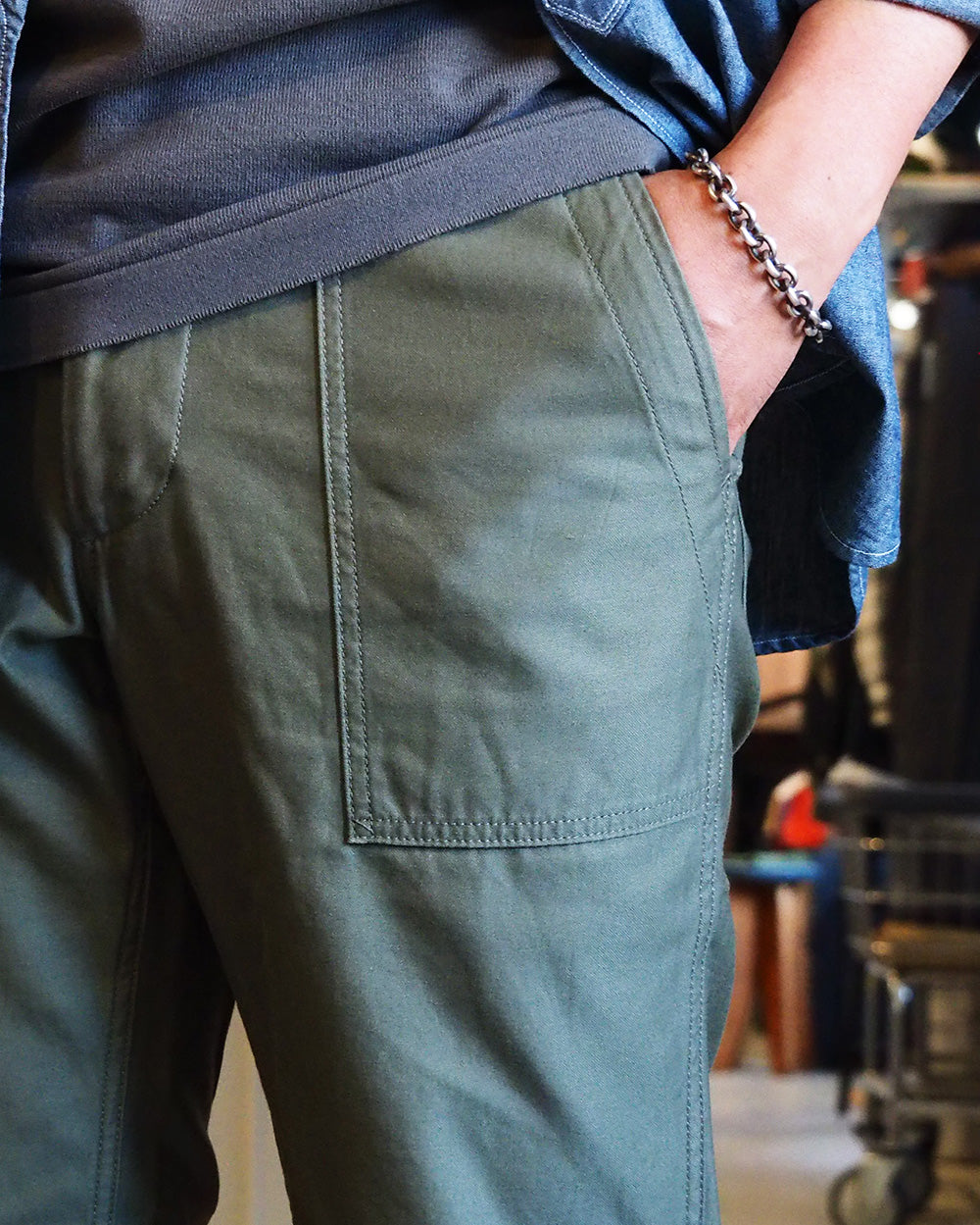 FOB factory エフオービーファクトリー F0431 BAKER PANTS Olive