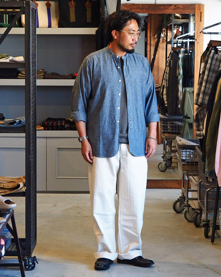 FOB factory エフオービーファクトリー F0485 HERRINGBONE PAINTER PANTS Ecru