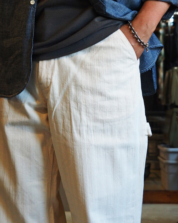 FOB factory エフオービーファクトリー F0485 HERRINGBONE PAINTER PANTS Ecru