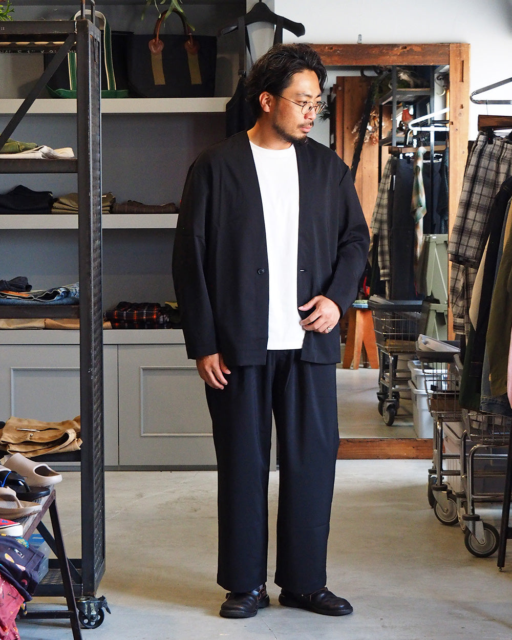LAMOND ラモンド TWILL TWIST CARDIGAN JACKET Black