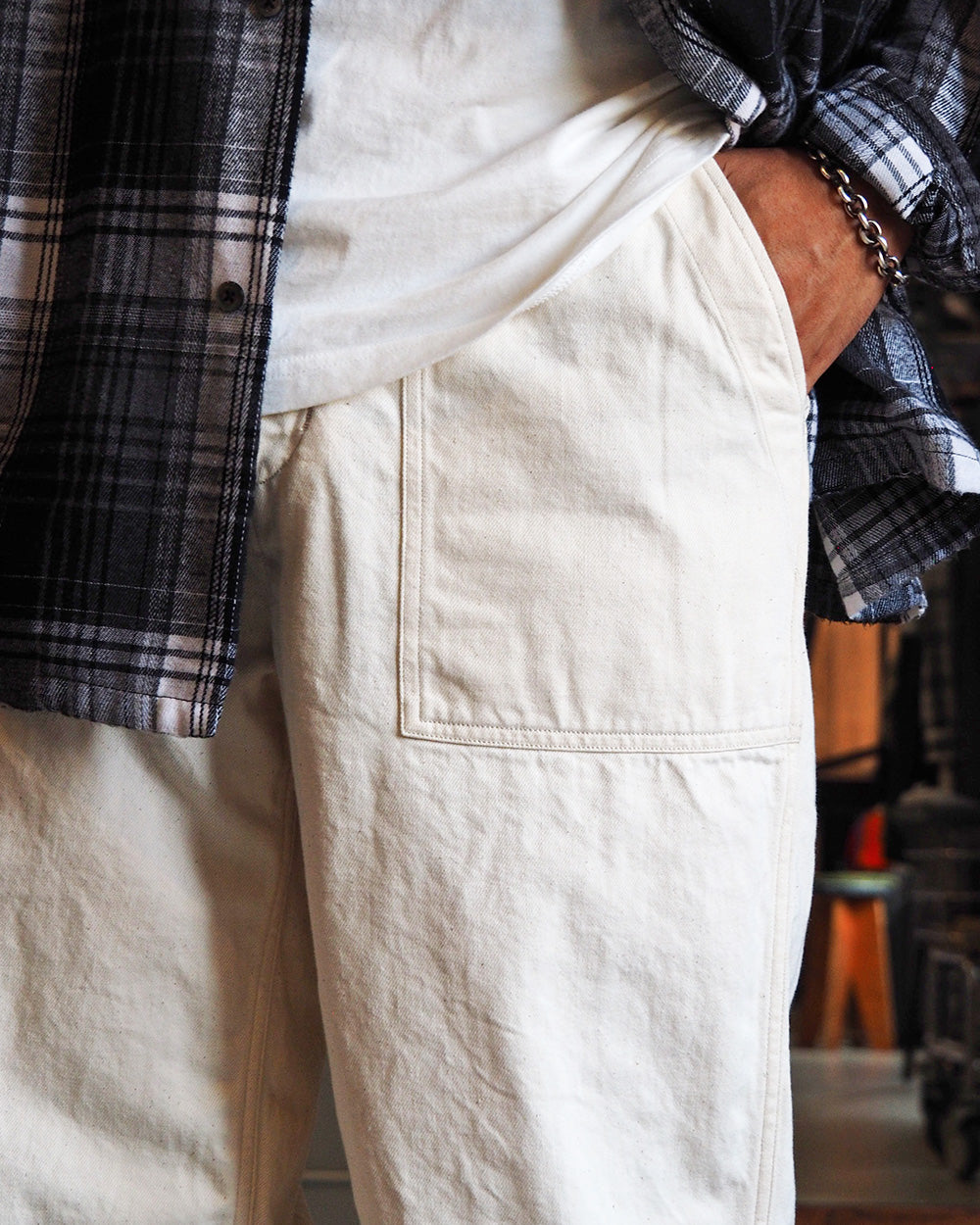 Mr.OLDMAN ミスターオールドマン OLDMAN DENIM FATIGUE PANTS Natural