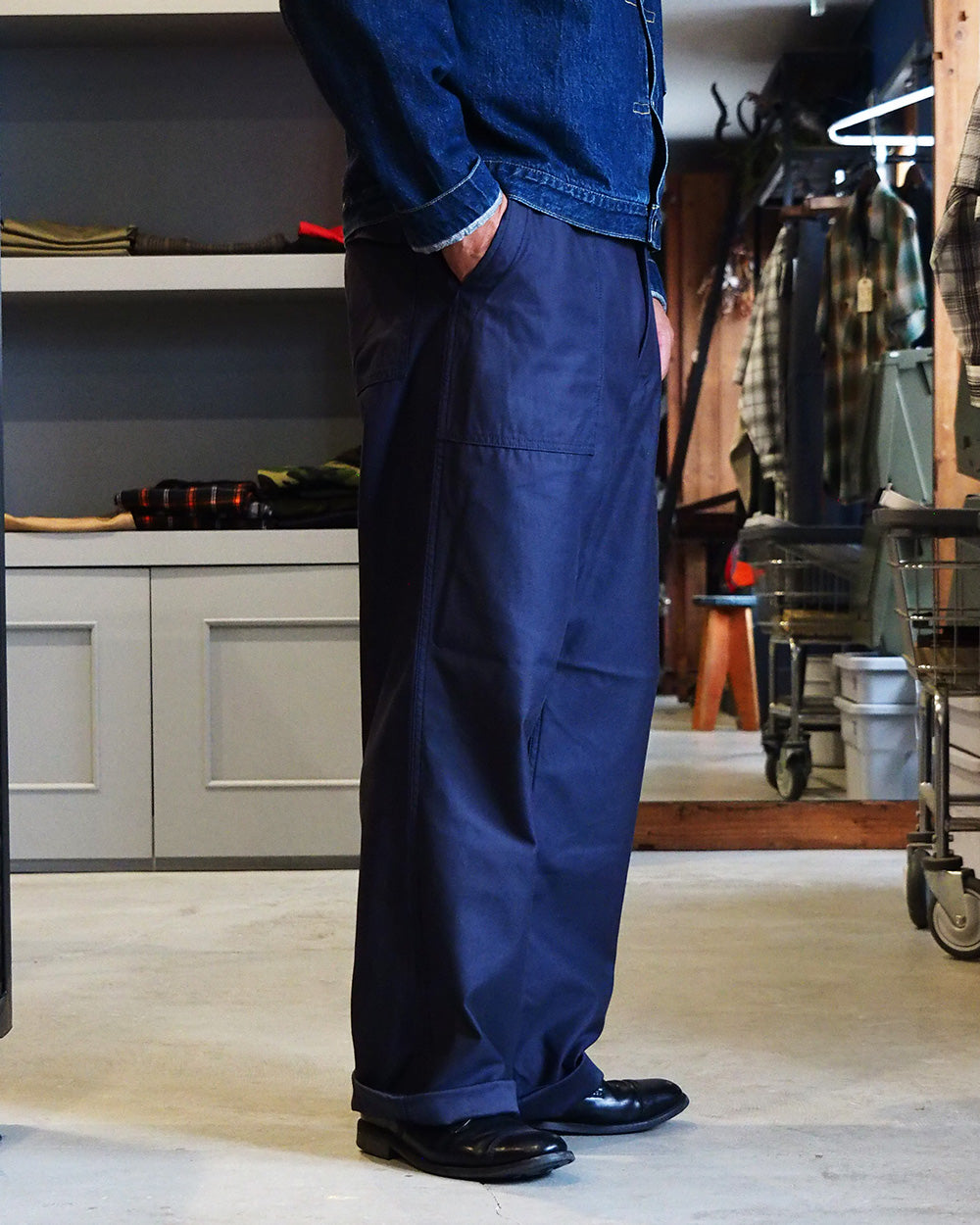 FOB factory エフオービーファクトリー F0540 BAKER PANTS TYPE2 Navy