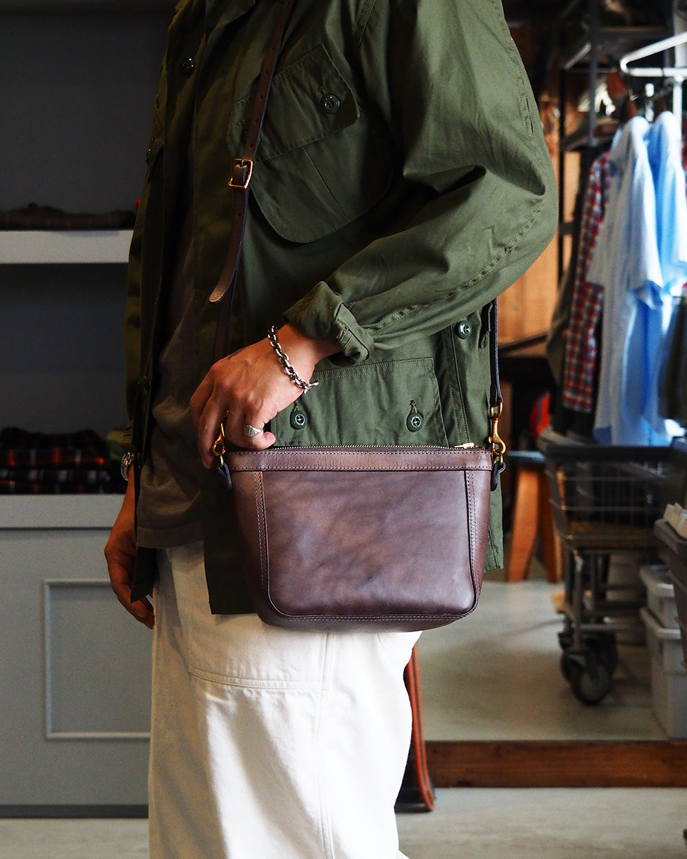 VASCO バスコ VS-313L LEATHER TELEPHONE SHOULDER BAG -SMALL Grey