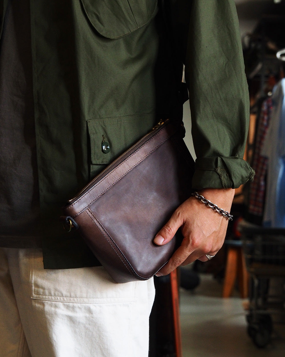 VASCO バスコ VS-313L LEATHER TELEPHONE SHOULDER BAG -SMALL Grey