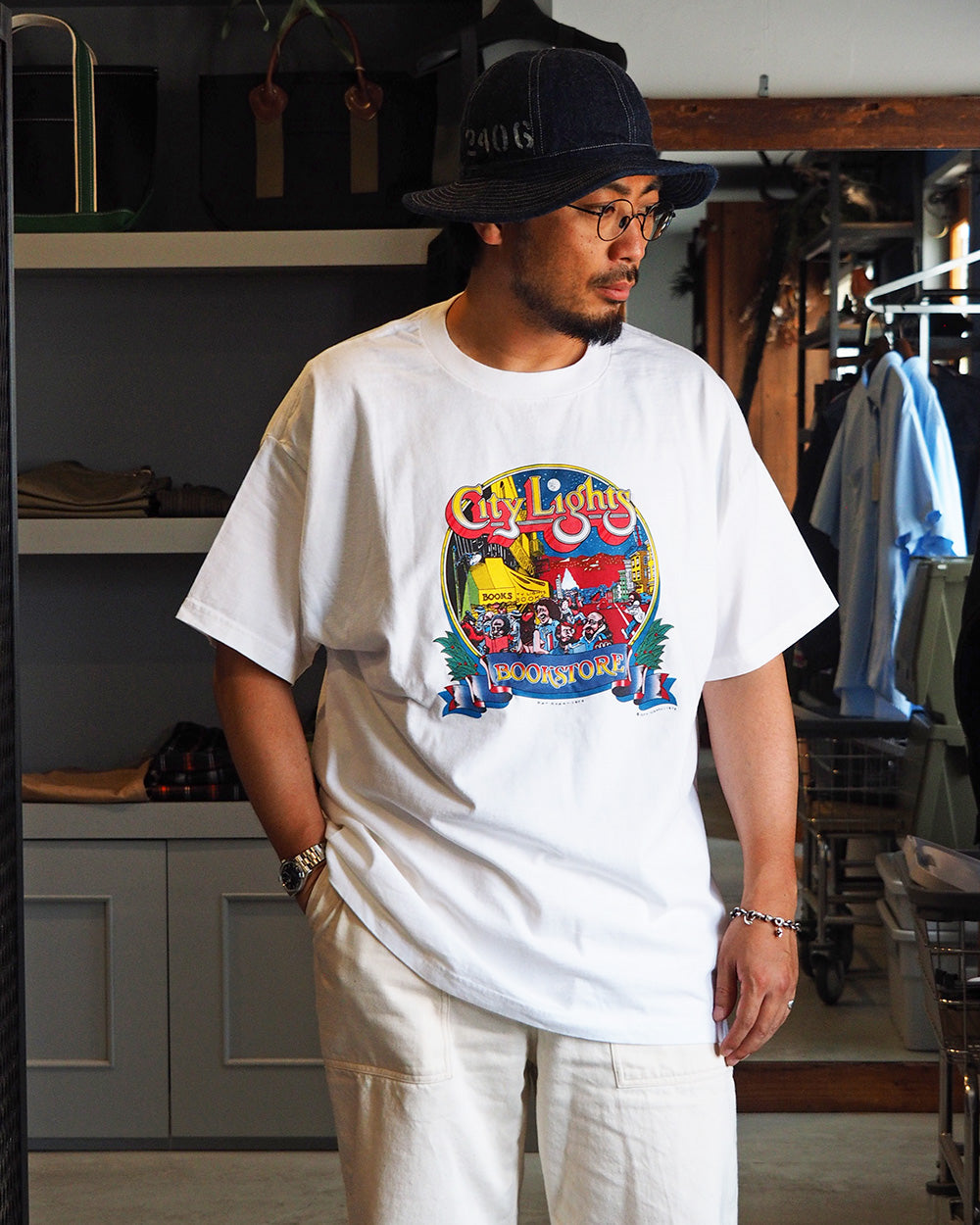 City Lights Bookstore PATRYAN 1975 Tee White