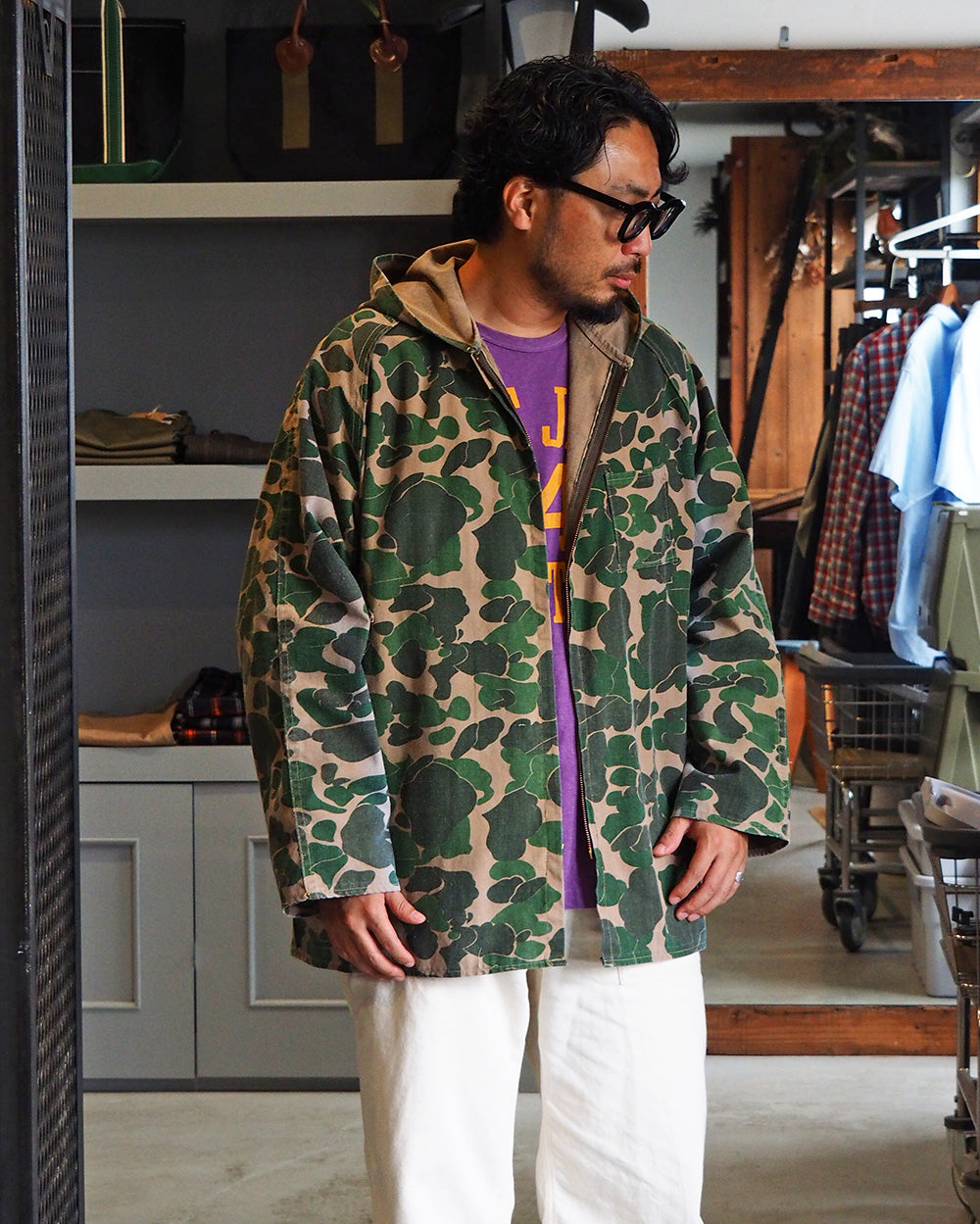 60s-70s Bullseye Bill Hunting Hood Jacket Hunter Camo