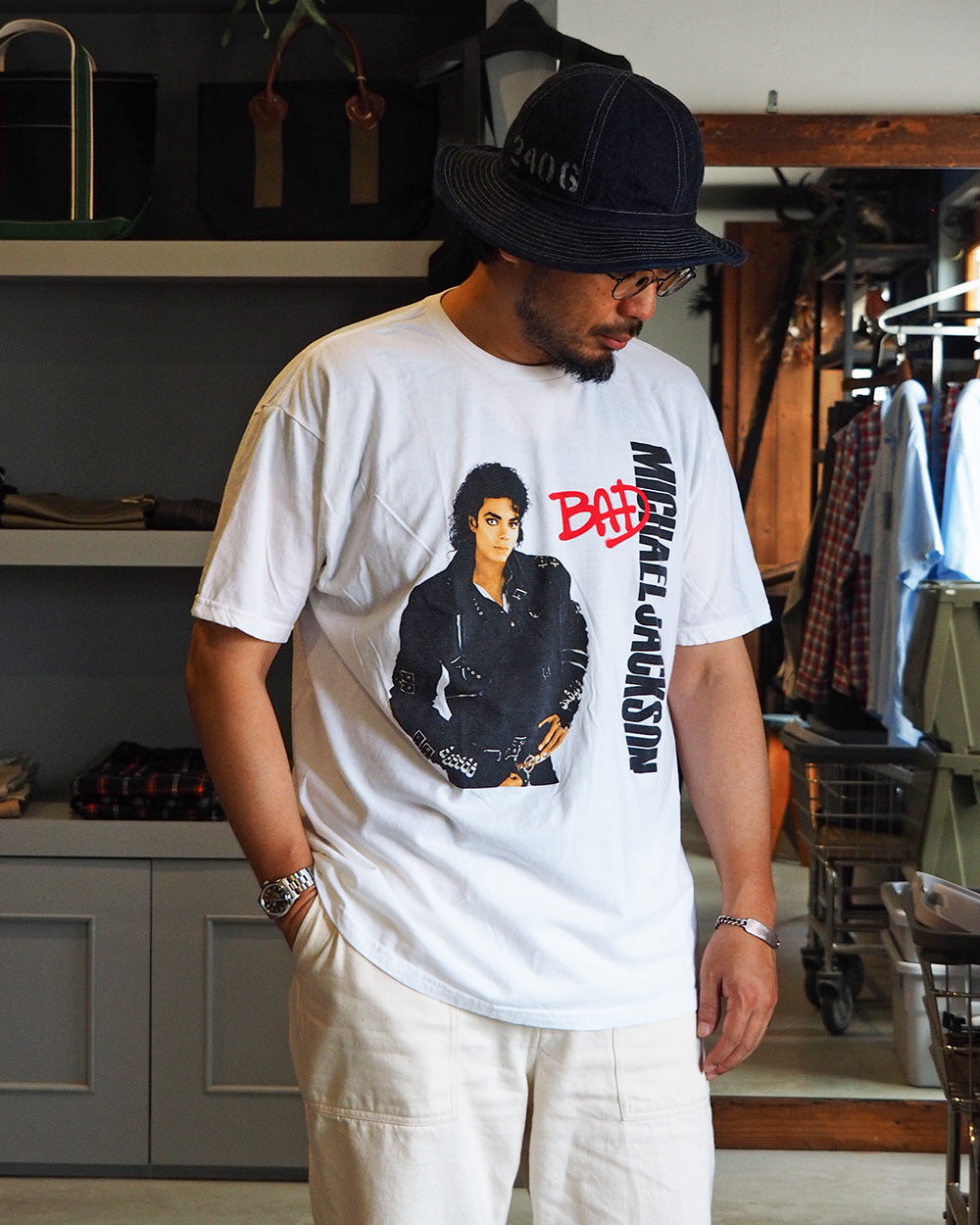 THRIFTY LOOK スリフティルック "Michael Jackson" TEE White