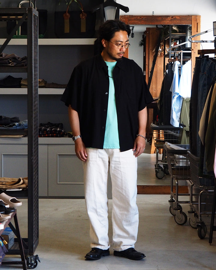 TOWN CRAFT タウンクラフト PRINTED LOOP COLLAR SS SHIRT Solid Black
