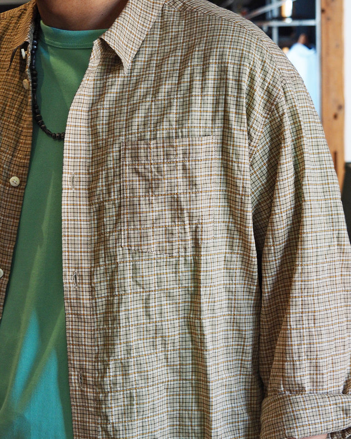 MASTER&amp;CO マスターアンドコー MC1622 SHIRRING CHECK NEW PLAIN SHIRT Beige