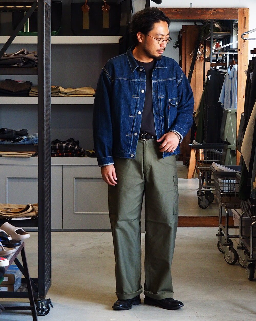 WORKERS ワーカーズ M-65 Trousers Mod, OD Reversed Sateen