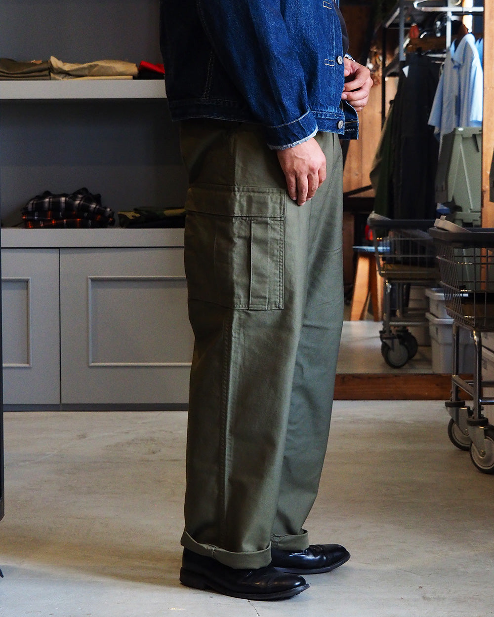 WORKERS ワーカーズ M-65 Trousers Mod, OD Reversed Sateen